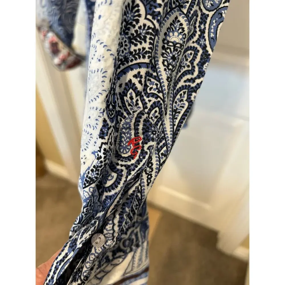 Robert Graham Blue Paisley Button Down Shirt with Contrast, Size XL - Picture 8 of 11